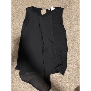 H&M Sleeveless Top Women S Black Excellent Mixed Media Draped Gold Bar Accent